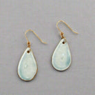 teardrop shaped, aqua color porcelain earrings back view