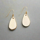 teardrop shaped, white color porcelain earrings back view