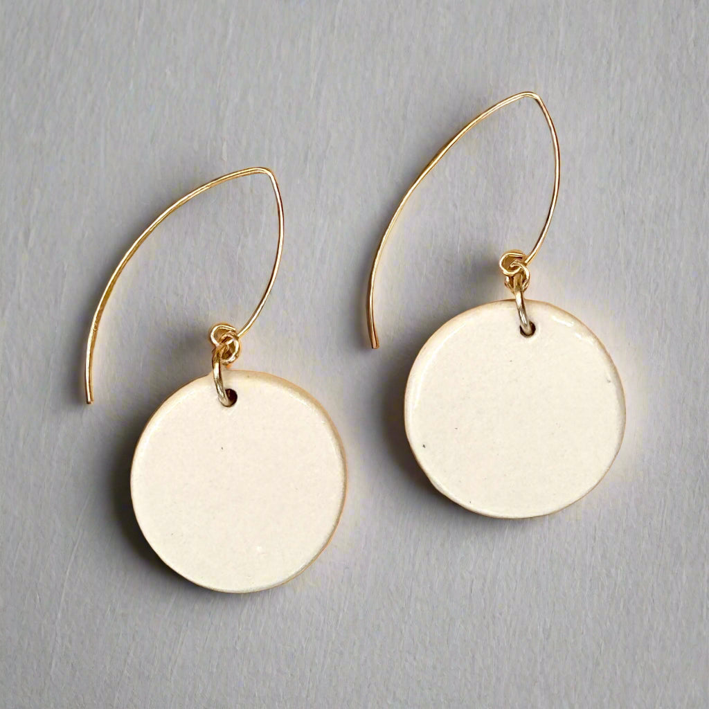 circle drop earrings, back view