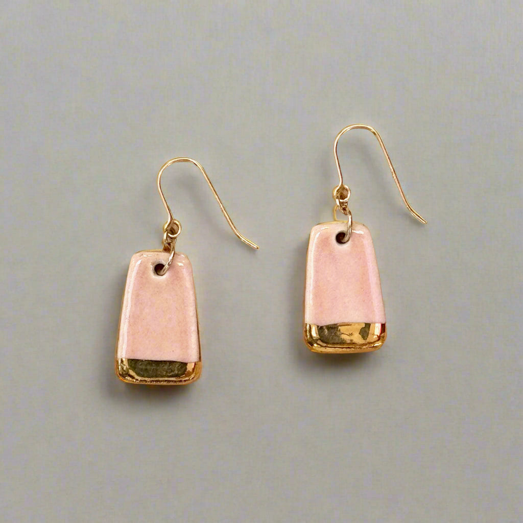 pink earring with gold accent back view