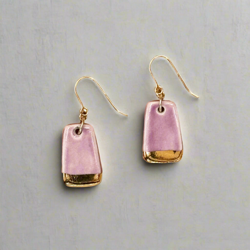 purple earring with gold accent back bview