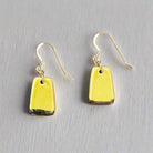 yellow earring with silver accent back view